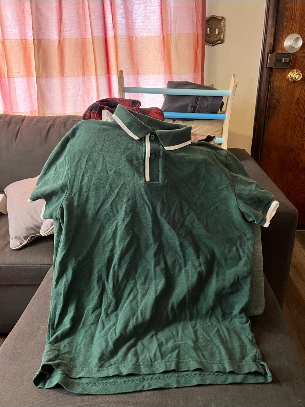 Old Navy Green Polo with White Contrast Trim